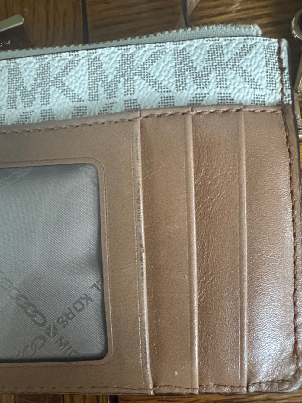 Michael Kors Metallic Silver & Tan Logo Wristlet - Picture 4 of 4